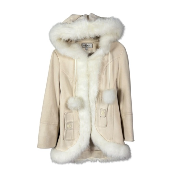 Vintage Donatella Penny Lane Coat Size Small Faux Coquette Fairy Soft Girl Ivory - Picture 2 of 8